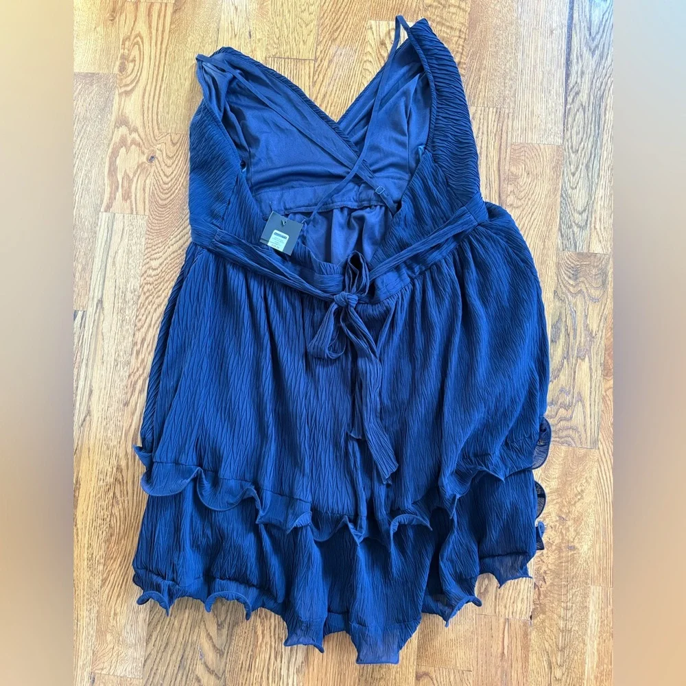 NWT Fashion Nova Cece Navy Fit and Flair Skater Mini Dress Coquette Ruffle 3X - Picture 4 of 13